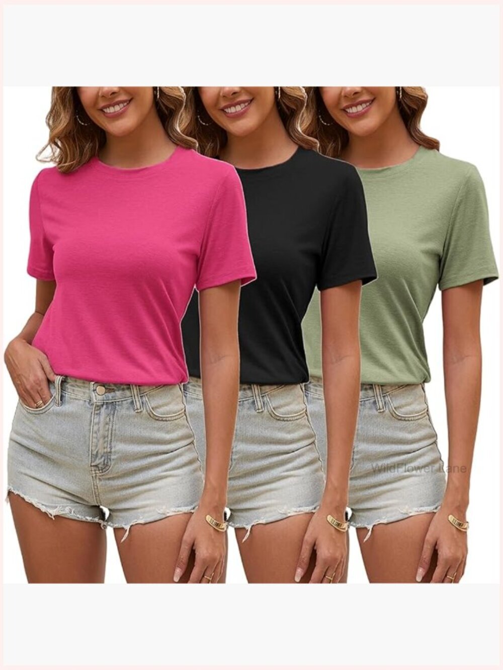 3-Pack Short Sleeve Crew Neck T-Shirts Soft Stretchy Casual Tees S-XXL